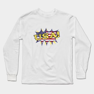 USA Comic Book Style Flag Long Sleeve T-Shirt